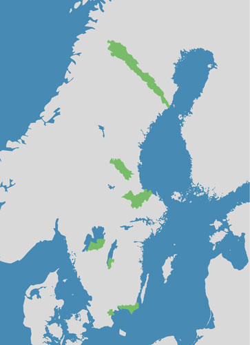 Karta över biosfärområden i Sverige